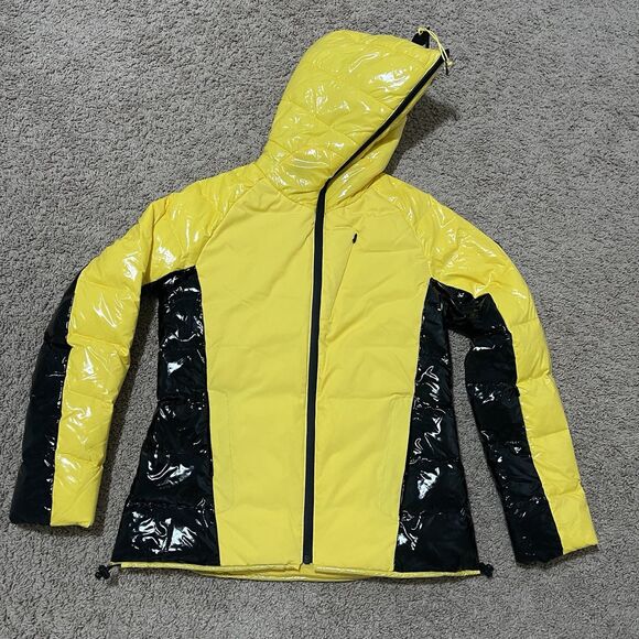 Body Glove Jacket Women Small Yellow Puffer Duck Down Face Hood Zip Up Dandelion - Picture 3 of 13